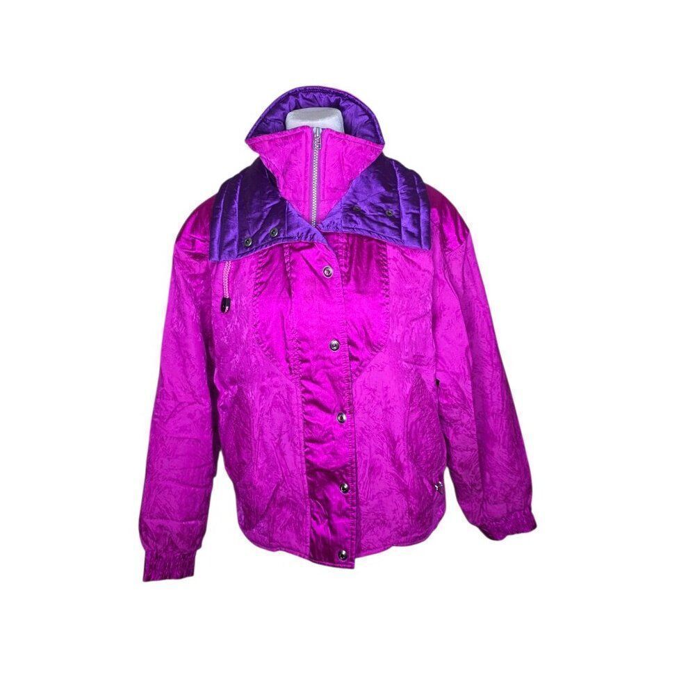 Vintage 80s Obermeyer Ski Winter Parka Jacket Womens 8 Pink Purple